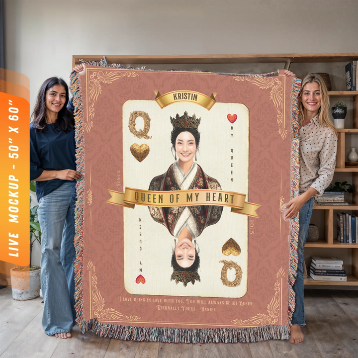 Queen of My Heart Playing Card Personalized Heirloom Blanket - Asian Aristocracy