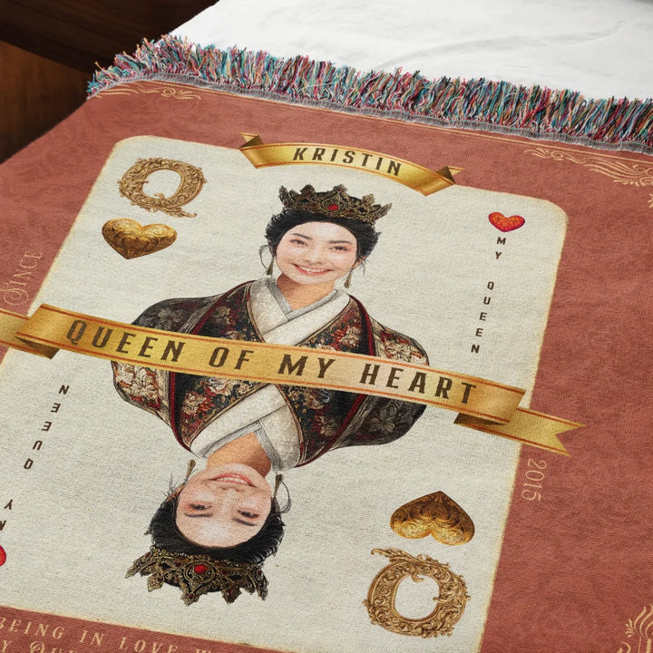 Queen of My Heart Playing Card Personalized Heirloom Blanket - Asian Aristocracy