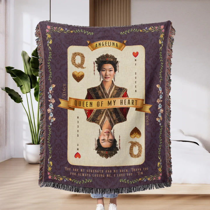Queen of My Heart Playing Card Personalized Heirloom Blanket - Asian Aristocracy