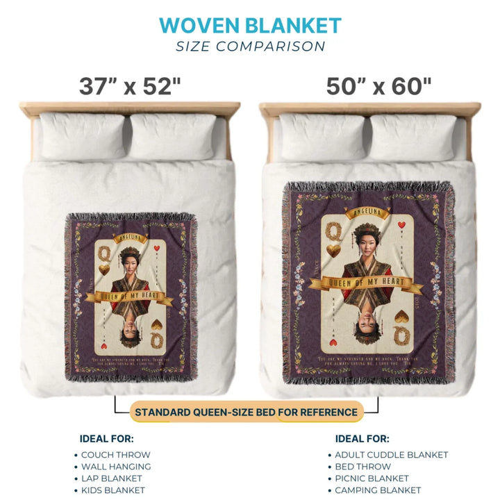 Queen of My Heart Playing Card Personalized Heirloom Blanket - Asian Aristocracy