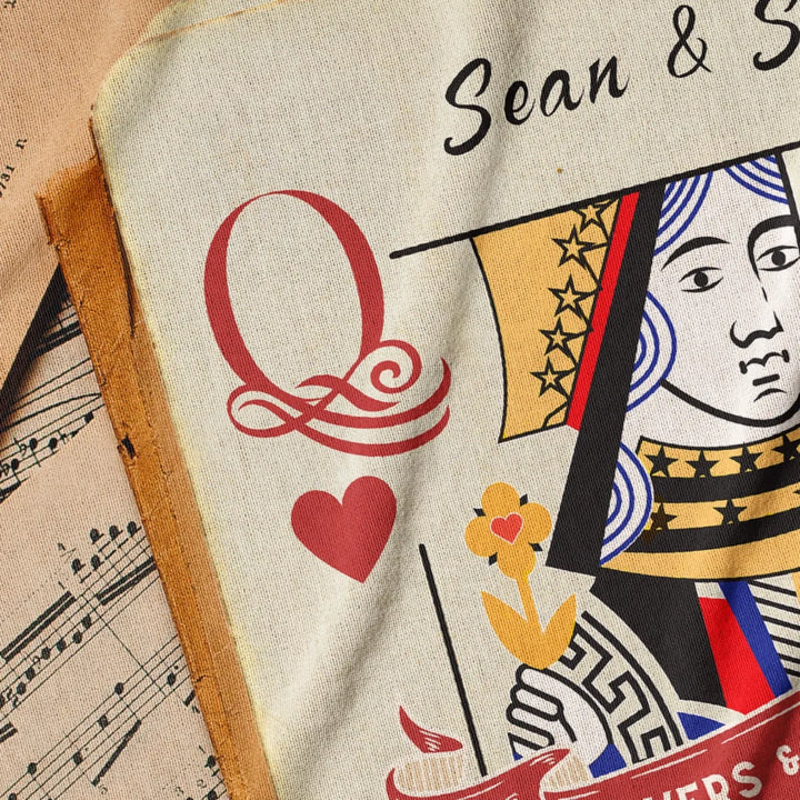King & Queen of Hearts Couples Playing Card Personalized Heirloom Blanket (Maestro Edition)