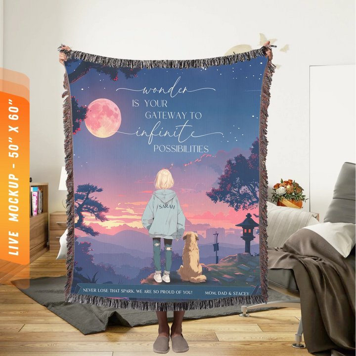 Wonder Is My Gateway Anime Shooting Star Personalized Heirloom Blanket