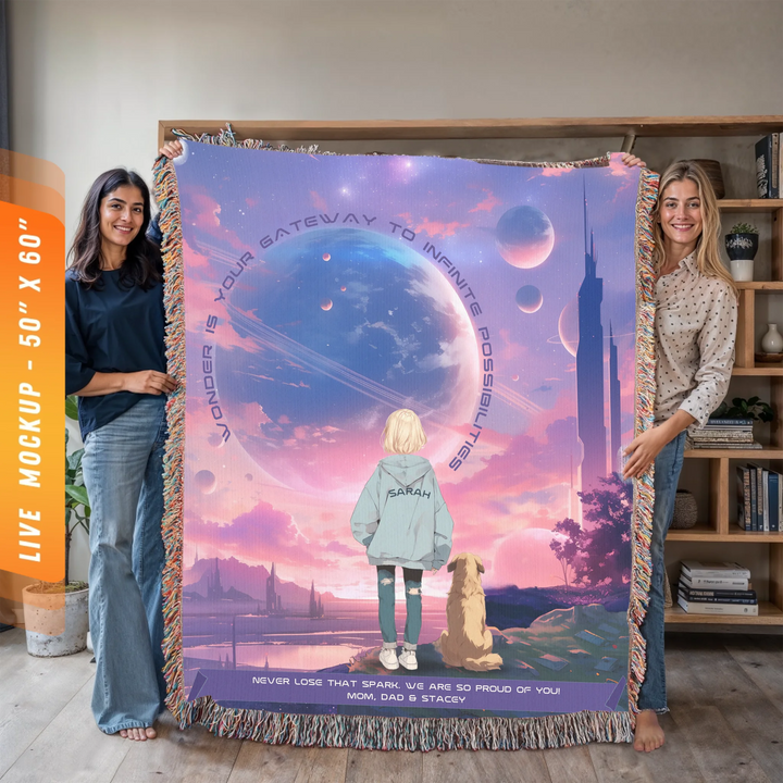Wonder Is My Gateway Anime Personalized Heirloom Blanket - Planets Edition