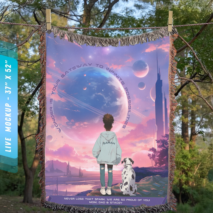 Wonder Is My Gateway Anime Personalized Heirloom Blanket - Planets Edition