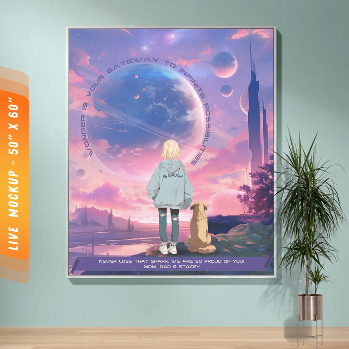 Wonder Is My Gateway Anime Personalized Heirloom Blanket - Planets Edition