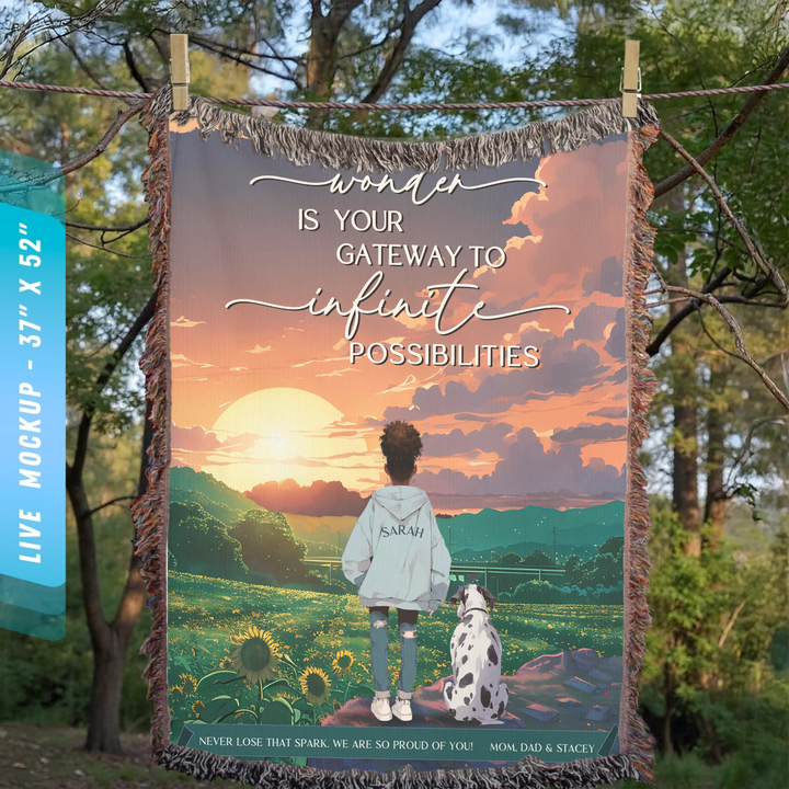 Wonder Is My Gateway Anime Personalized Heirloom Blanket - Sunrise Edition