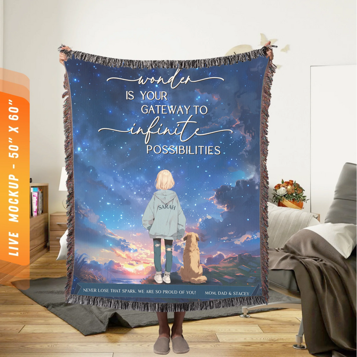 Wonder Is My Gateway Anime Personalized Heirloom Blanket - Sunrise Edition