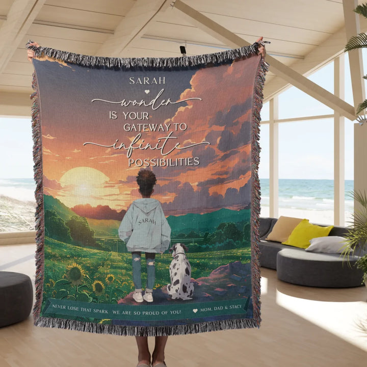 Wonder Is My Gateway Anime Personalized Heirloom Blanket - Sunrise Edition