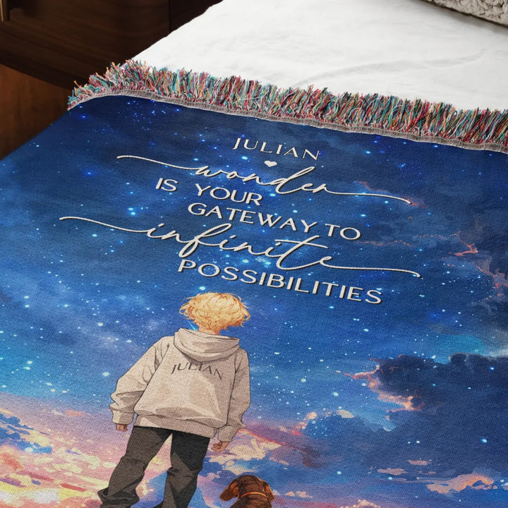 Wonder Is My Gateway Anime Personalized Heirloom Blanket - Sunrise Edition