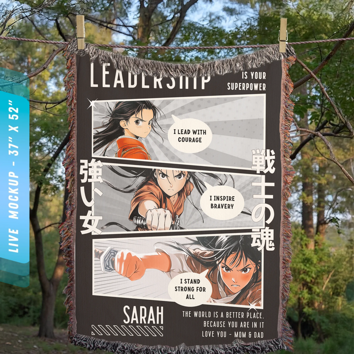 Heroine's Journey Anime Personalized Heirloom Blanket (Girl Power Edition)