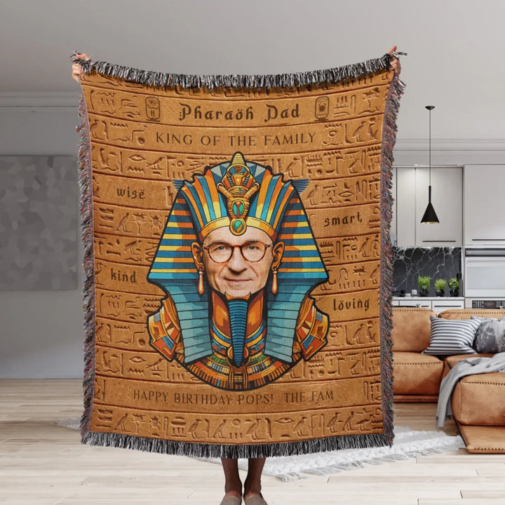 Egyptian Pharaoh Personalized Heirloom Blanket with Photo - (Clay Tablet Edition)