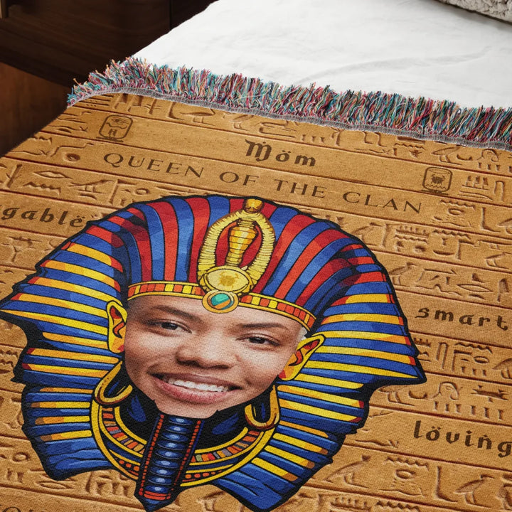 Egyptian Pharaoh Personalized Heirloom Blanket with Photo - (Clay Tablet Edition)