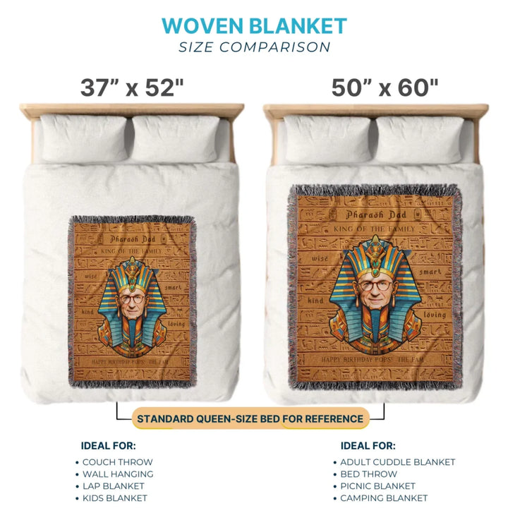 Egyptian Pharaoh Personalized Heirloom Blanket with Photo - (Clay Tablet Edition)