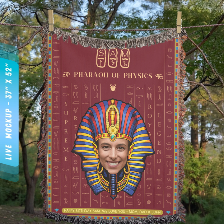 Egyptian Pharaoh Personalized Heirloom Blanket with Photo - (Rosetta Stone Edition)