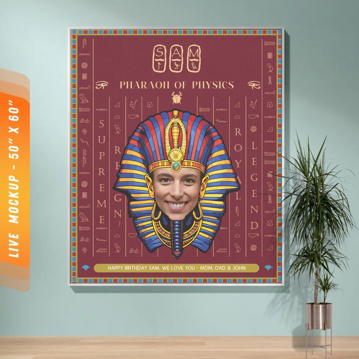 Egyptian Pharaoh Personalized Heirloom Blanket with Photo - (Rosetta Stone Edition)