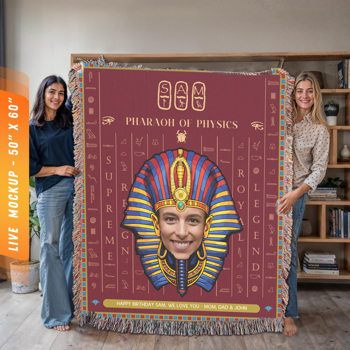 Egyptian Pharaoh Personalized Heirloom Blanket with Photo - (Rosetta Stone Edition)