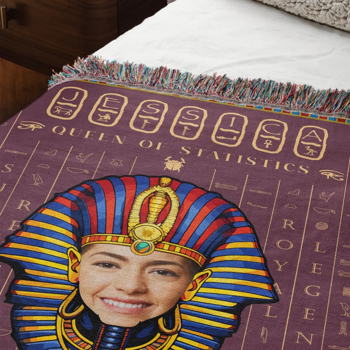 Egyptian Pharaoh Personalized Heirloom Blanket with Photo - (Rosetta Stone Edition)