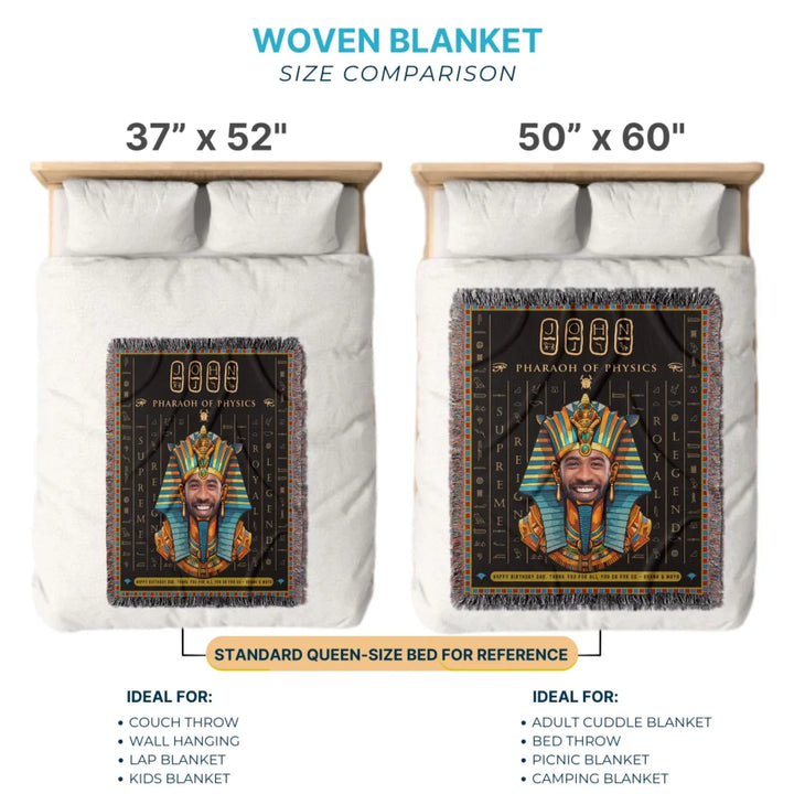 Egyptian Pharaoh Personalized Heirloom Blanket with Photo - (Rosetta Stone Edition)