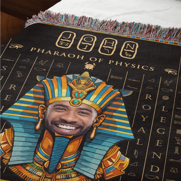 Egyptian Pharaoh Personalized Heirloom Blanket with Photo - (Rosetta Stone Edition)