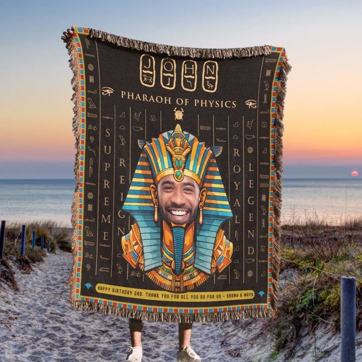 Egyptian Pharaoh Personalized Heirloom Blanket with Photo - (Rosetta Stone Edition)