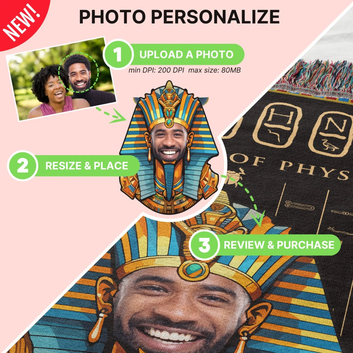 Egyptian Pharaoh Personalized Heirloom Blanket with Photo - (Clay Tablet Edition)