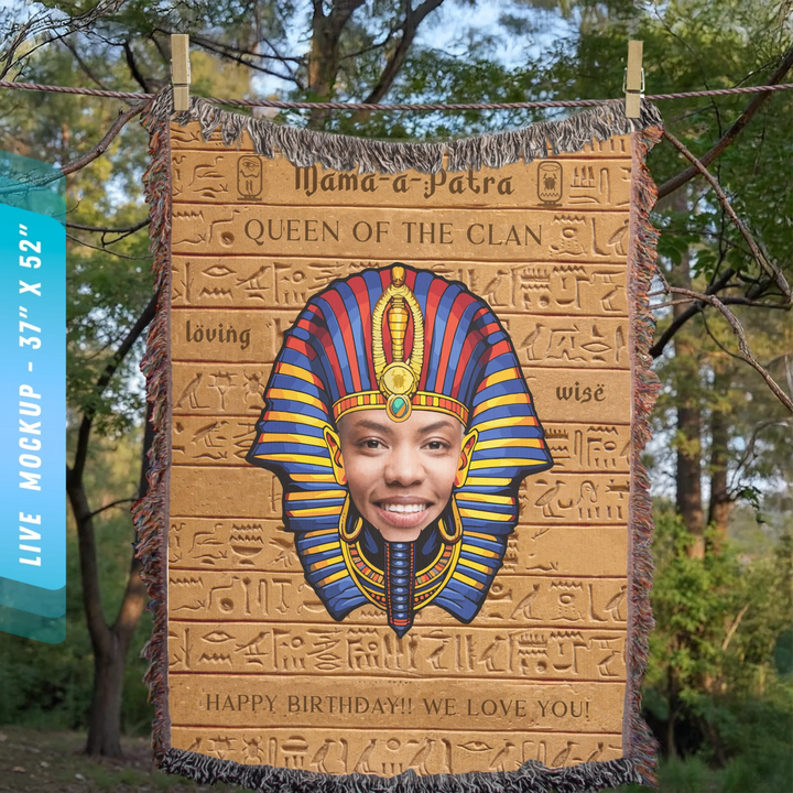 Egyptian Pharaoh Personalized Heirloom Blanket with Photo - (Clay Tablet Edition)