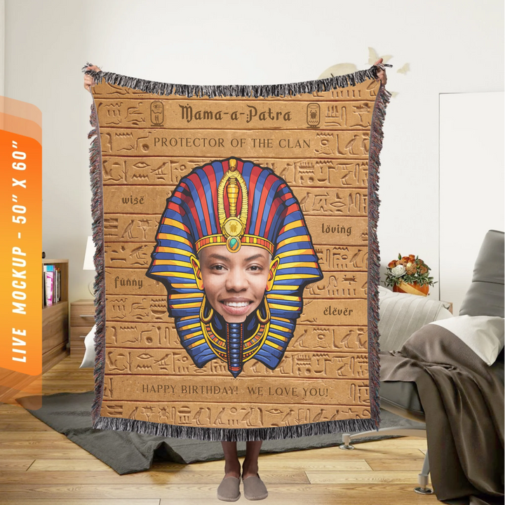 Egyptian Pharaoh Personalized Heirloom Blanket with Photo - (Clay Tablet Edition)