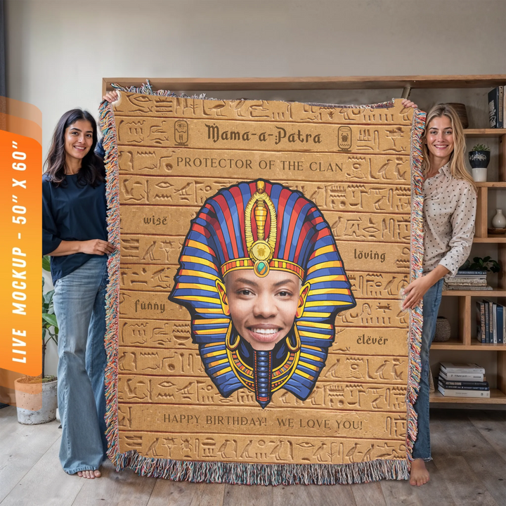Egyptian Pharaoh Personalized Heirloom Blanket with Photo - (Clay Tablet Edition)