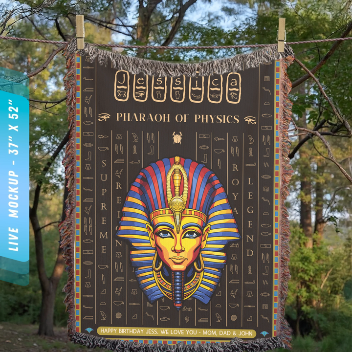 Egyptian Pharaoh Personalized Heirloom Blanket - (Rosetta Stone Edition)
