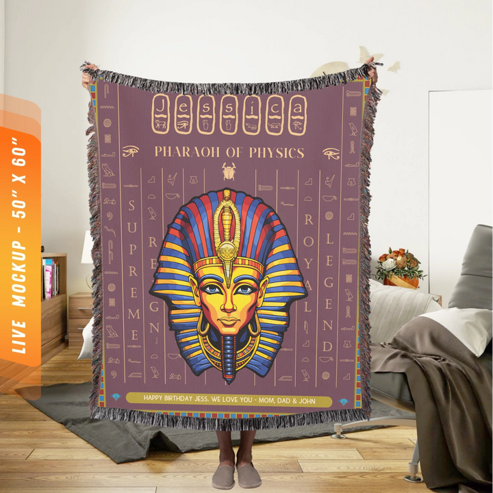 Egyptian Pharaoh Personalized Heirloom Blanket - (Rosetta Stone Edition)