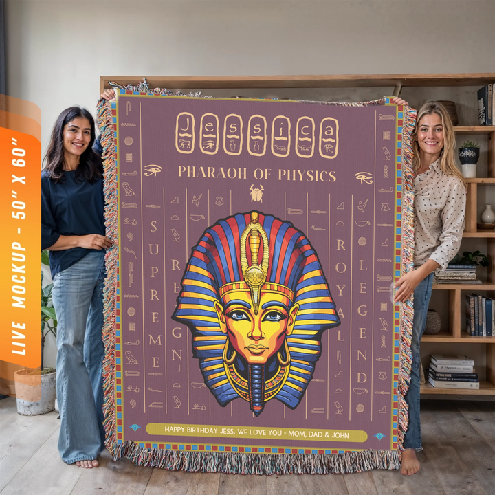 Egyptian Pharaoh Personalized Heirloom Blanket - (Rosetta Stone Edition)