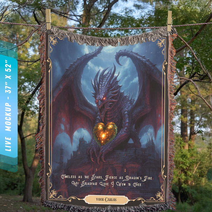 Fierce Love Dragon Personalized Heirloom Blanket - Moonveil Sentinel Edition