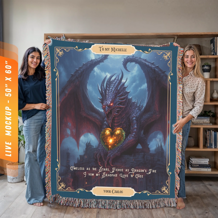 Fierce Love Dragon Personalized Heirloom Blanket - Moonveil Sentinel Edition
