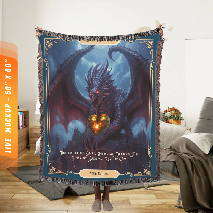 Fierce Love Dragon Personalized Heirloom Blanket - Moonveil Sentinel Edition