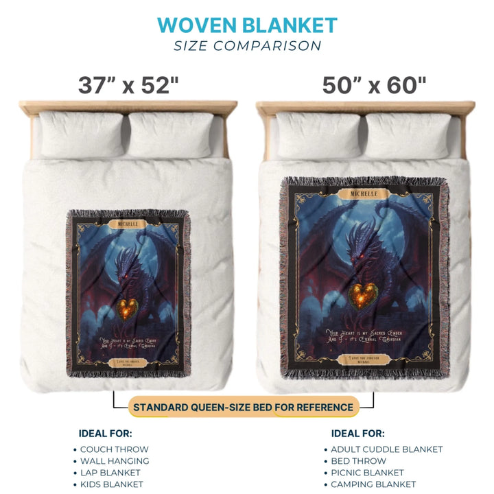 Fierce Love Dragon Personalized Heirloom Blanket - Moonveil Sentinel Edition