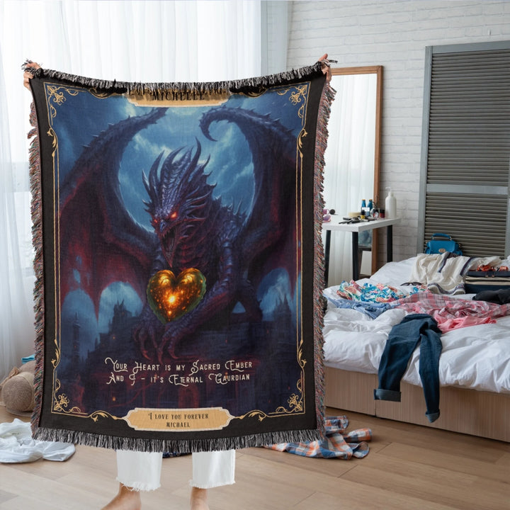 Fierce Love Dragon Personalized Heirloom Blanket - Moonveil Sentinel Edition