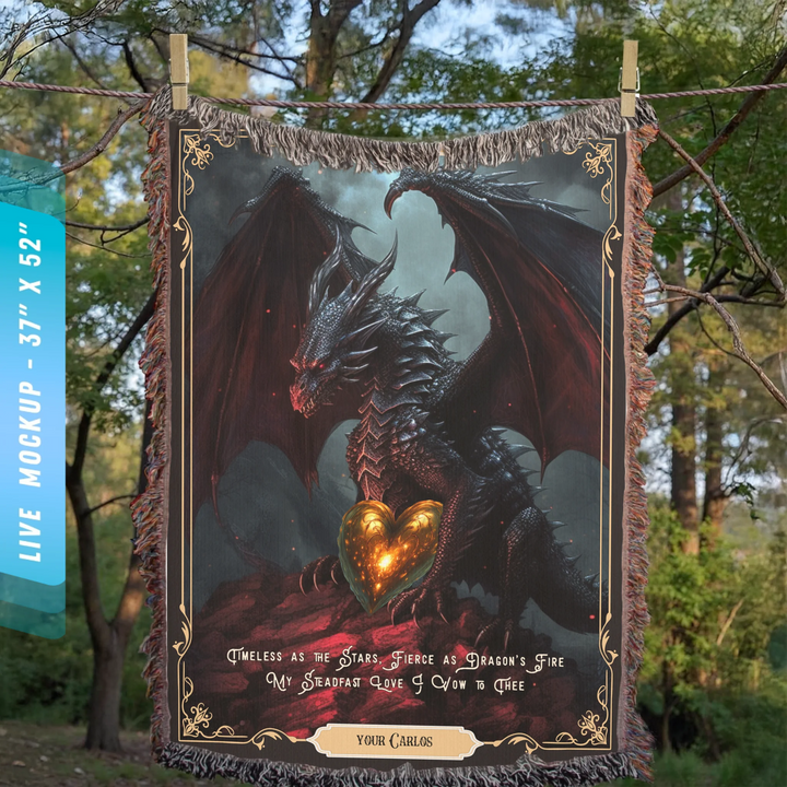 Fierce Love Dragon Personalized Heirloom Blanket - Shadowfire Edition