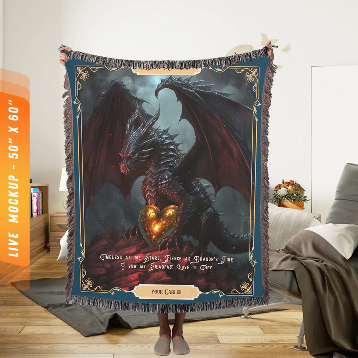 Fierce Love Dragon Personalized Heirloom Blanket - Shadowfire Edition