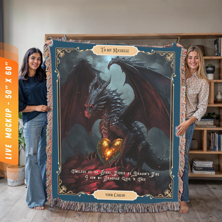Fierce Love Dragon Personalized Heirloom Blanket - Shadowfire Edition