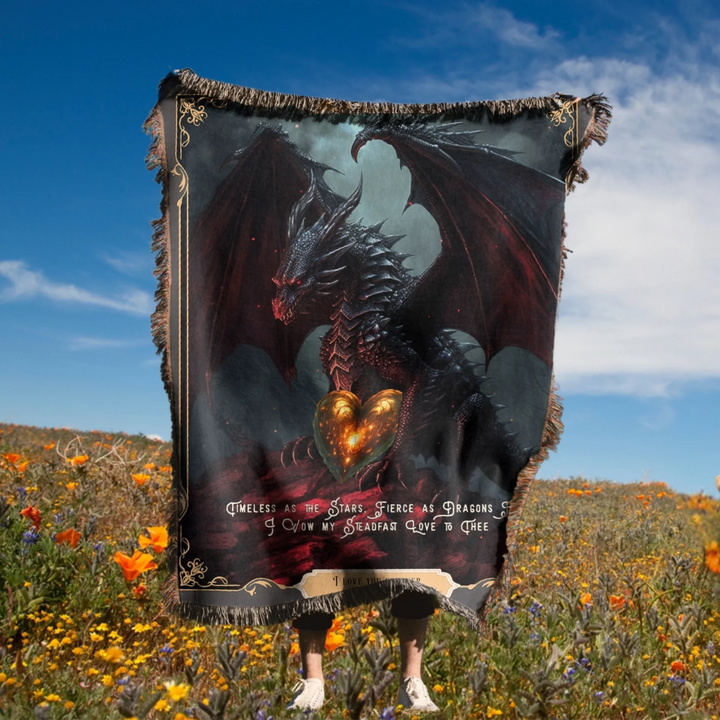 Fierce Love Dragon Personalized Heirloom Blanket - Shadowfire Edition