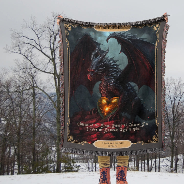 Fierce Love Dragon Personalized Heirloom Blanket - Shadowfire Edition
