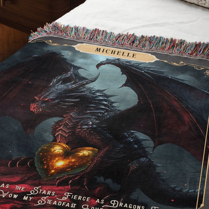 Fierce Love Dragon Personalized Heirloom Blanket - Shadowfire Edition