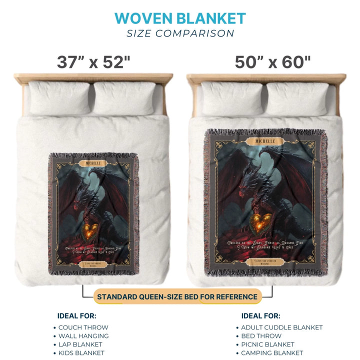 Fierce Love Dragon Personalized Heirloom Blanket - Shadowfire Edition