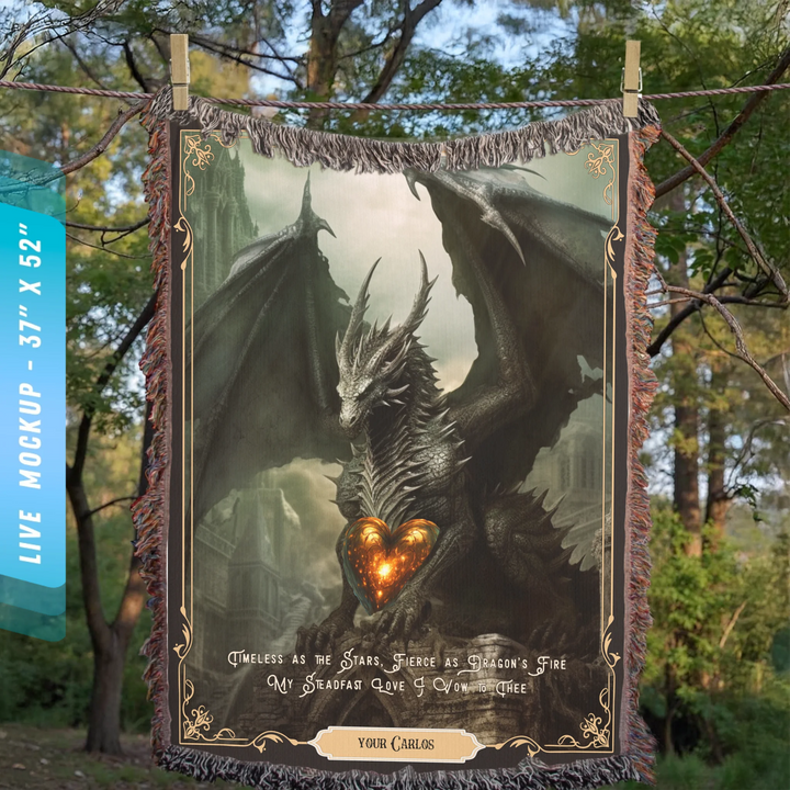 Fierce Love Dragon Personalized Heirloom Blanket - Stone Sentinel Edition