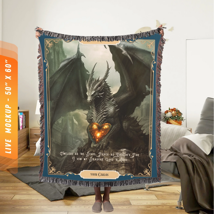 Fierce Love Dragon Personalized Heirloom Blanket - Stone Sentinel Edition