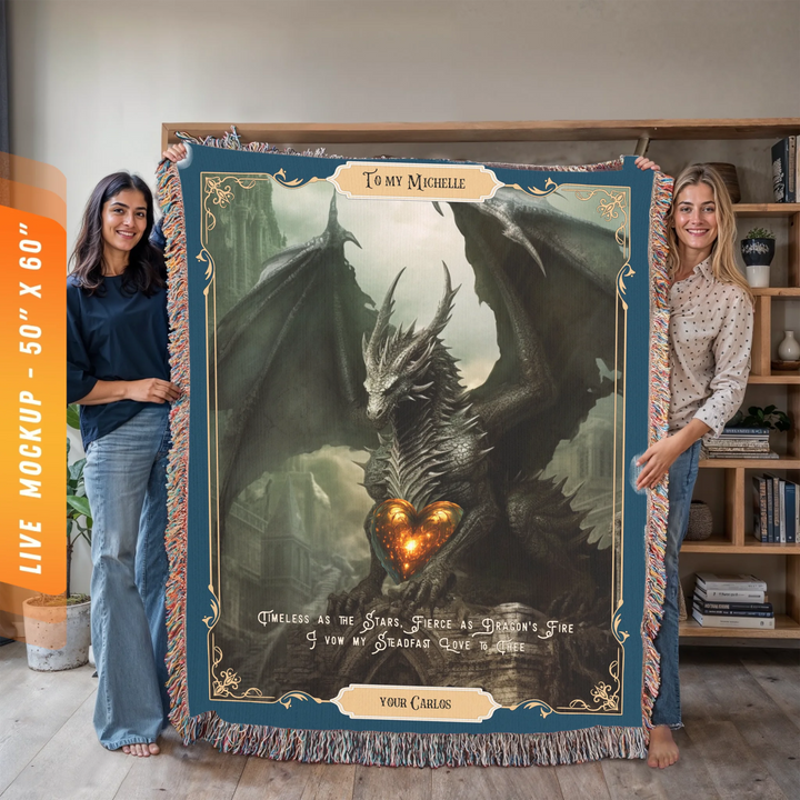 Fierce Love Dragon Personalized Heirloom Blanket - Stone Sentinel Edition