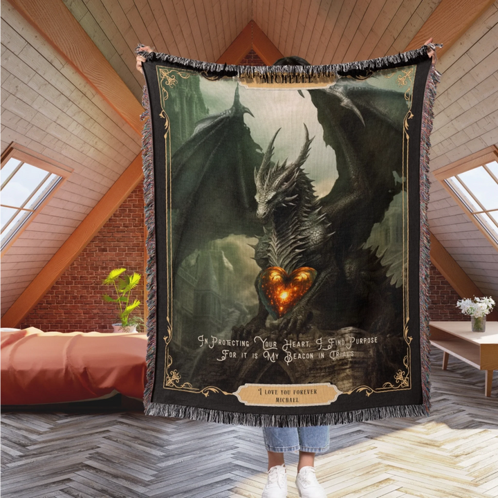 Fierce Love Dragon Personalized Heirloom Blanket - Stone Sentinel Edition