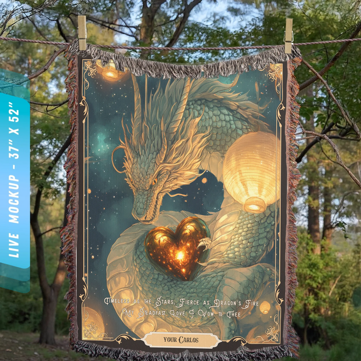 Fierce Love Dragon Personalized Heirloom Blanket - Lanternlight Guardian Edition