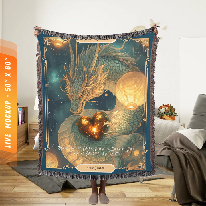 Fierce Love Dragon Personalized Heirloom Blanket - Lanternlight Guardian Edition