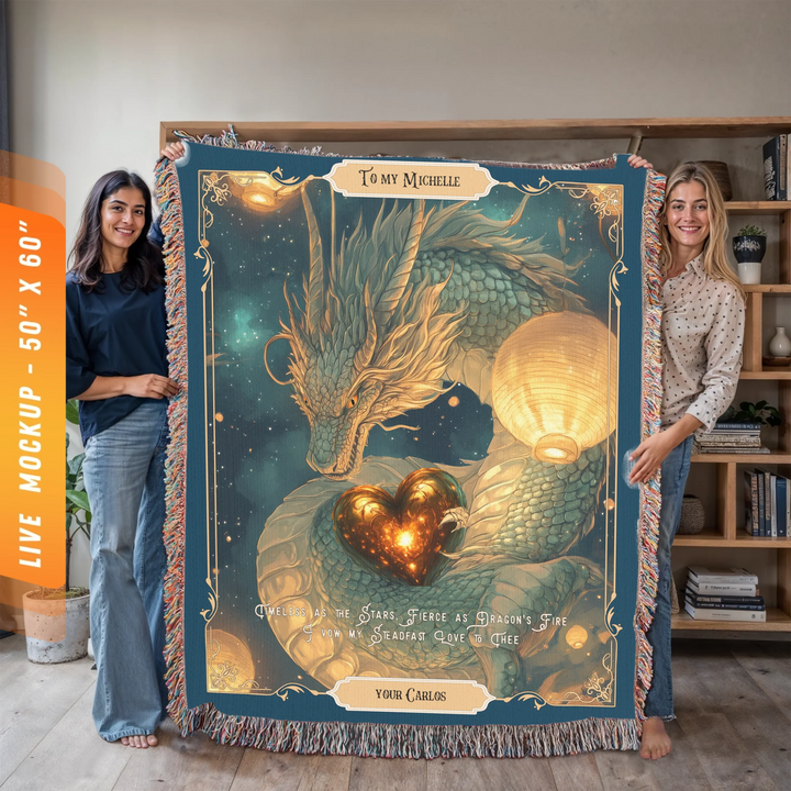 Fierce Love Dragon Personalized Heirloom Blanket - Lanternlight Guardian Edition